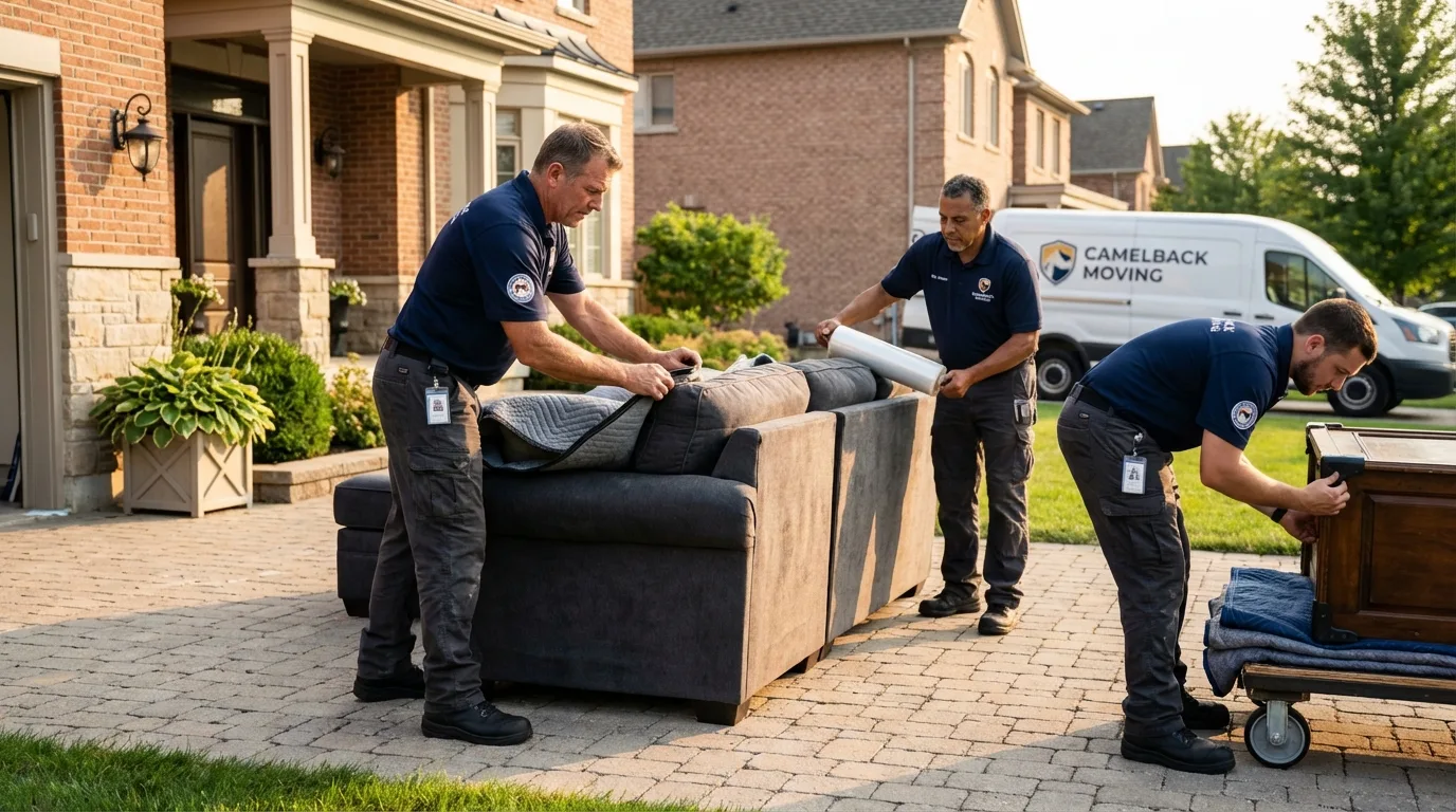 Large estate moving crew wrapping furniture in Mission, KS