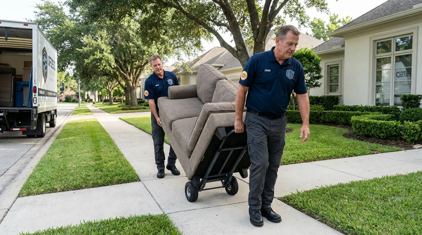 Local residential moving crew loading furniture in Mission, KS